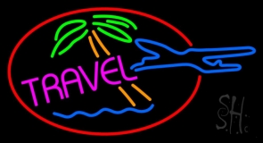 Pink Travel With Red Border Neon Sign