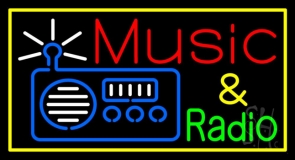 Radio Music Yellow Border 1 Neon Sign