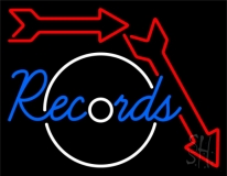 Records In Cursive Neon Sign