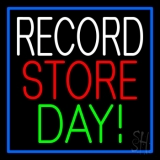 Record Store Day Block Blue Border Neon Sign
