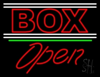 Red Double Stroke Box With Open 2 Neon Sign