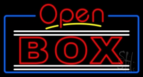 Red Double Stroke Box With Open 4 Neon Sign