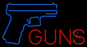 Red Guns With Blue Logo Neon Sign