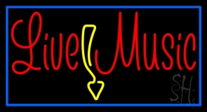 Red Live Music With Border Neon Sign