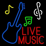 Red Live Music With Guitar Note 2 Neon Sign