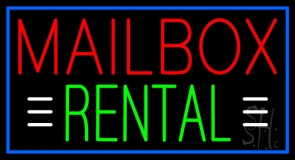 Red Mailbox Rental With White Line 2 Neon Sign