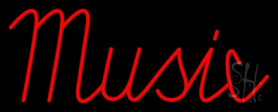 Red Music Cursive Neon Sign