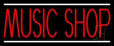 Red Music Shop Block Neon Sign