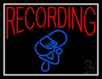 Red Recording Blue Logo Block Neon Sign