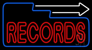 Red Records Block With White Arrow 3 Neon Sign