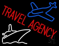 Red Travel Agency With Logo Neon Sign