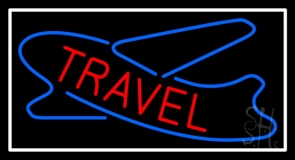 Red Travel With Blue Logo Neon Sign