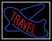 Red Travel With White Border Neon Sign