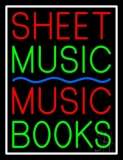 Sheet Music Books White Border Neon Sign
