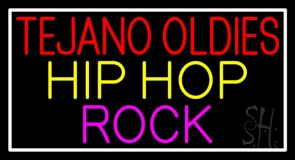 Tejano Oldies Hiphop Rock White Border 1 Neon Sign