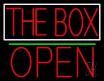 The Box Block With White Border With Open 1 Neon Sign
