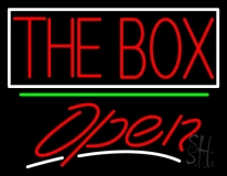 The Box Block With White Border With Open 3 Neon Sign