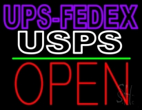 Ups Fedex Usps With Open 1 Neon Sign