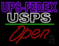 Ups Fedex Usps With Open 2 Neon Sign