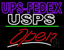 Ups Fedex Usps With Open 3 Neon Sign