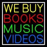 We Buy Books Music Videos Block White Border 1 Neon Sign