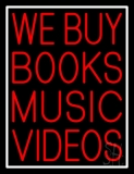 We Buy Books Music Videos Block White Border Neon Sign