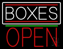 White Boxes Red Double Line With Open 1 Neon Sign