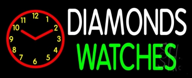 White Diamonds Green Watches Block Neon Sign