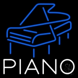 White Piano Blue Logo 4 Neon Sign