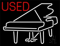 White Piano Logo Red Used Neon Sign