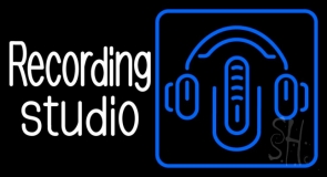White Recording Studio Blue Logo 1 Neon Sign