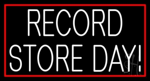 White Record Store Day Block Red Border 1 Neon Sign