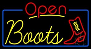 Yellow Boots Open With Border Neon Sign