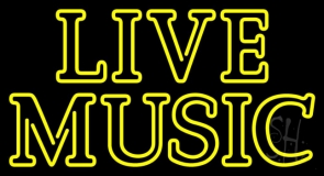 Yellow Live Music Block Neon Sign
