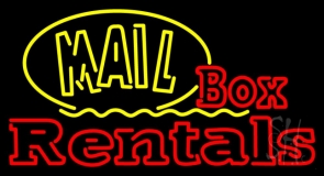 Yellow Mail Block Box Rentals Neon Sign