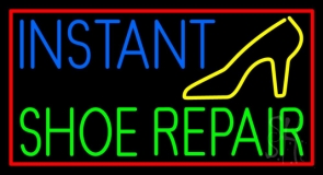 Blue Instant Green Shoe Repair Neon Sign