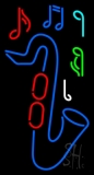 Blue Saxophone Logo 1 Neon Sign