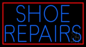Blue Shoe Repairs With Border Neon Sign