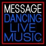 Custom Block Blue Live Music Dancing Red Border Neon Sign