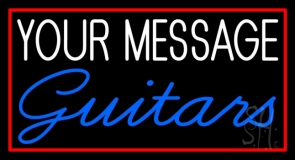 Custom Cursive Guitars Red Border Neon Sign