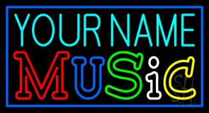 Custom Double Stroke Music With Blue Border Neon Sign