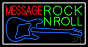 Custom Green Rock N Roll Blue Guitar White Border Neon Sign