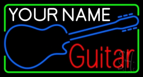 Custom Red Guitar Blue Logo Neon Sign