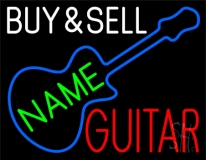Custom White Buy Sell Guitar Neon Sign