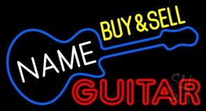 Custom Yellow Buy Sell Guitar Neon Sign