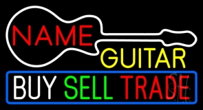 Custom Yellow Guitar Buy Sell Trade Neon Sign