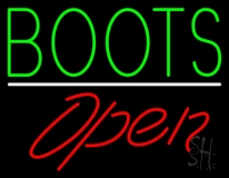 Green Boots Open With Line Neon Sign