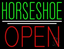 Green Horseshoe Open Neon Sign