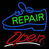 Green Repair Shoe Open Neon Sign