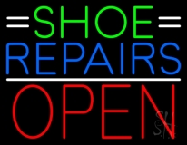 Green Shoe Blue Repairs Open Neon Sign